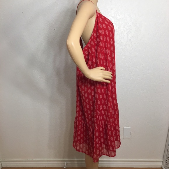 Old Navy Red Print Midi Dress - Picture 2 of 8